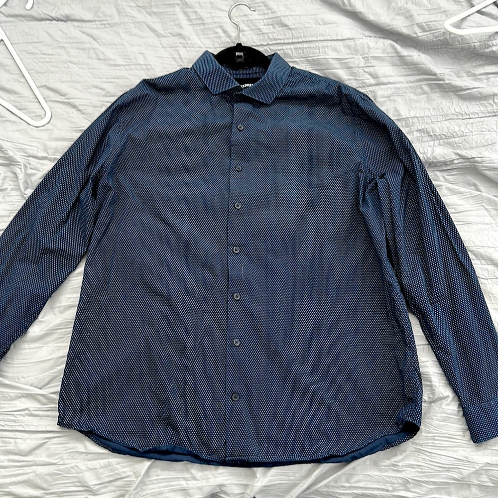Express Navy Printed Dress Shirt